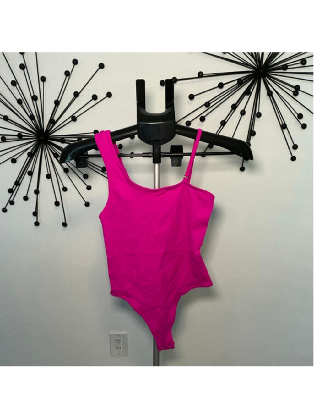 Surette Collection Hot Pink One Shoulder Ribbed Bodysuit XS S